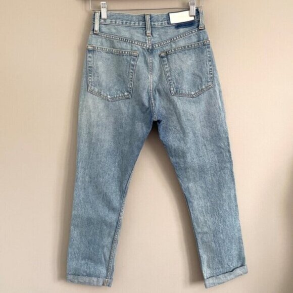 Re/Done Originals (Levi’s) High Rise Straight Distressed Jeans - 27" - Picture 12 of 16
